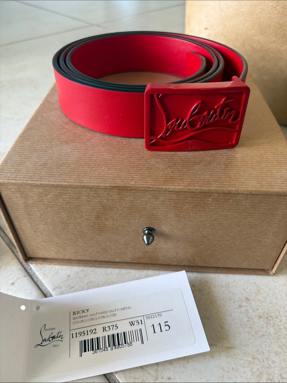 Christian Louboutin Red Signature Buckle Men’s Belt